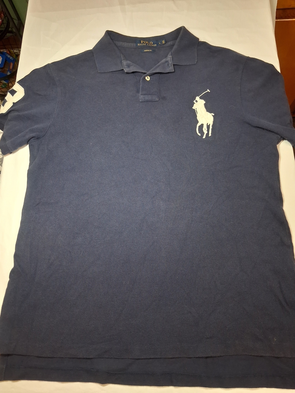 Vintage Polo by Ralph Lauren Men’s Classic Navy Polo Shirt with White Logo